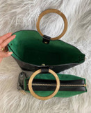 نمای داخلی کیف زنانه دسته چوبی مدل ساحلی