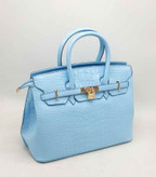 کیف دوشی زنانه مدل هرمس آبی سنگی
