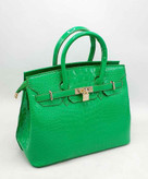 کیف دوشی زنانه مدل هرمس چمنی