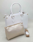 کیف دوشی زنانه مدل مربعی سه تکه شیری