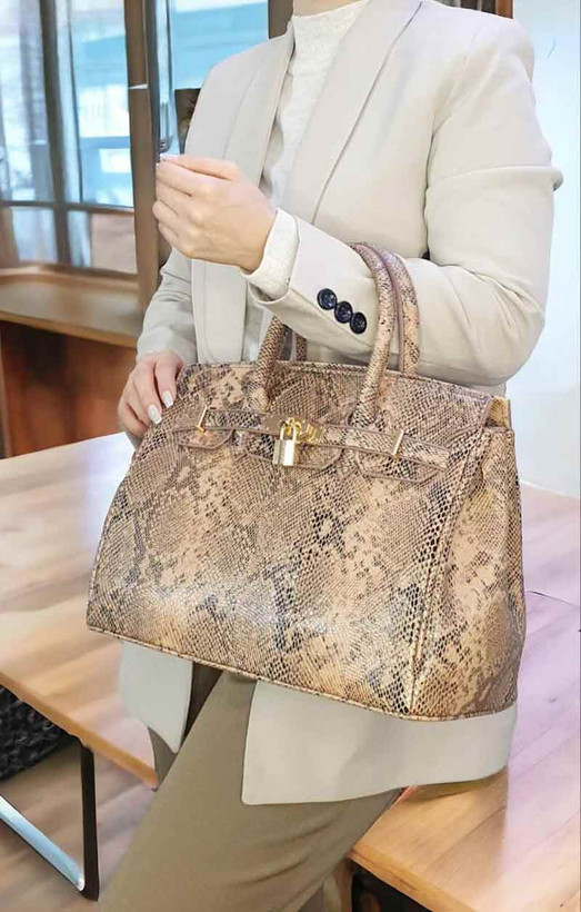 کیف دوشی زنانه مدل هرمس خاکی