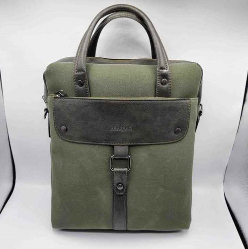 کیف دوشی چرم و کتان مردانه کد 255 سبز